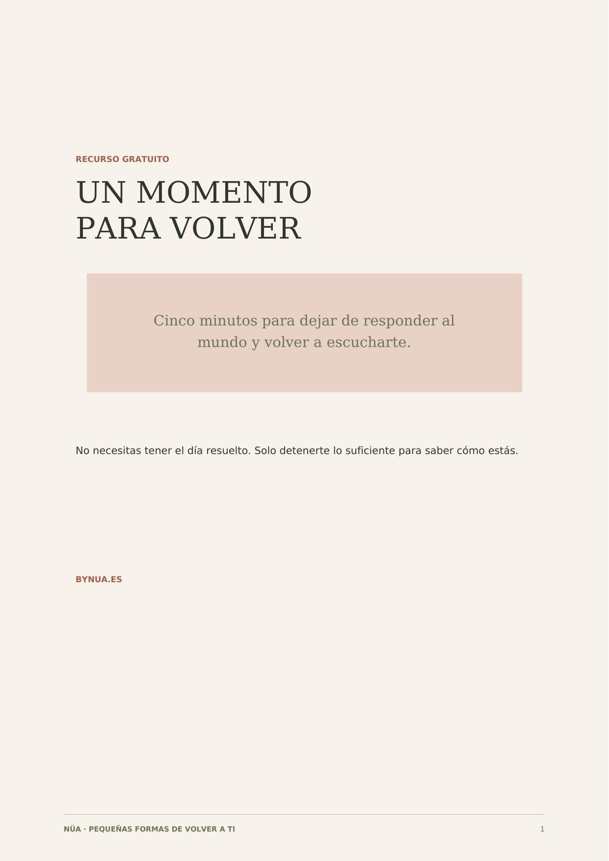 Portada de Un momento para volver